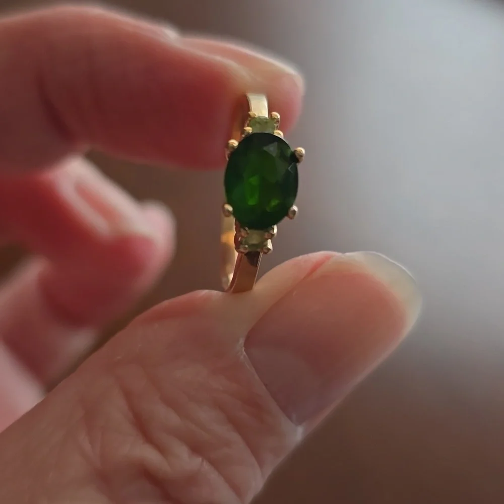 HPx4. Very Vintage. 14k Gold Ring 1ctw East-West Russian Diopside & Peridot. Sz7 - Picture 5 of 7